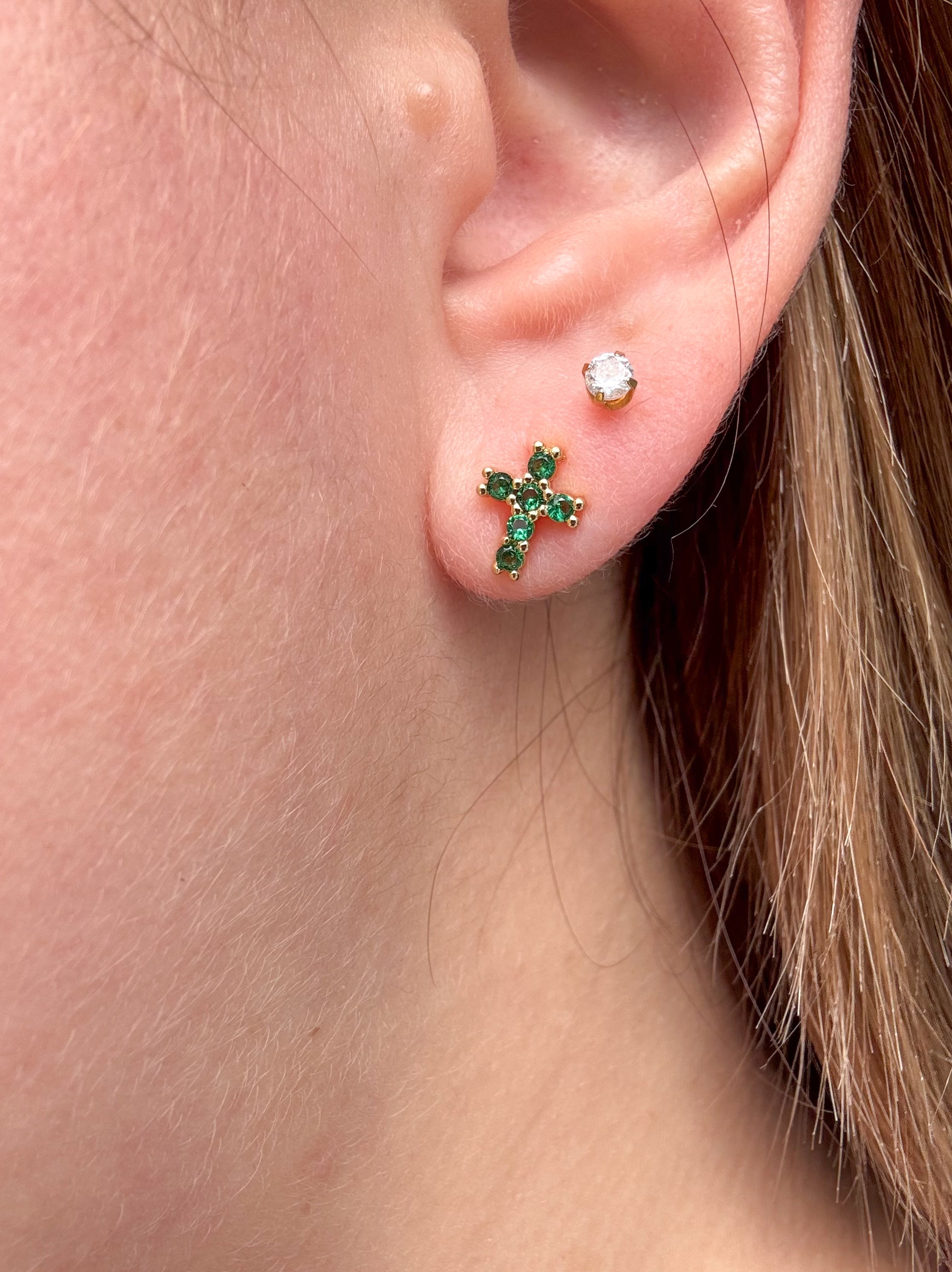 Golden Green Crystal Earrings