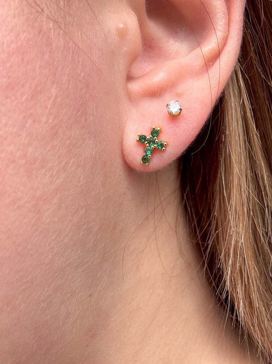 Golden Green Crystal Earrings