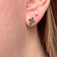 Golden Green Crystal Earrings