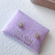 Solitaire Zircon 18k Solid Gold Earrings