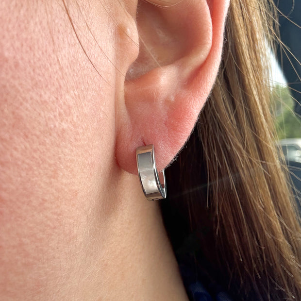 Silver Classic Mother of Pearl Steel Hoops