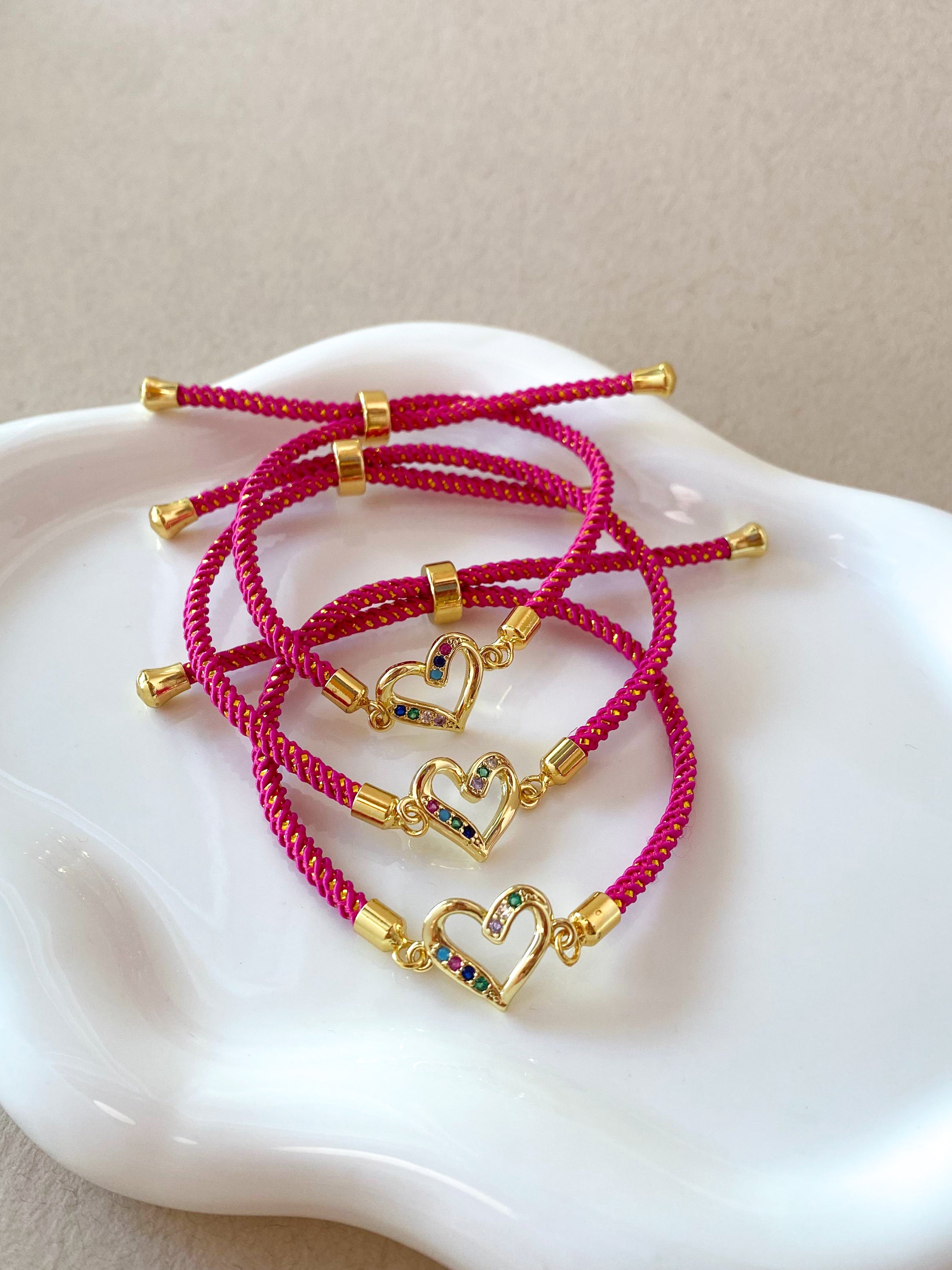 Colorful Crystals Pink Adjustable Bracelet