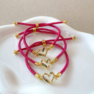 Colorful Crystals Pink Adjustable Bracelet