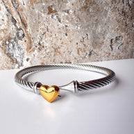 Silver & Gold Heart Steel Bracelet