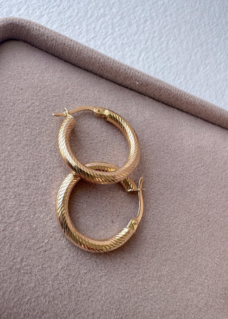 Spiral Thin 18k Solid Gold Hollow Hoops