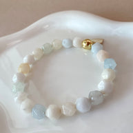 Clear & Baby Blue Gems Beads Elastic Bracelet