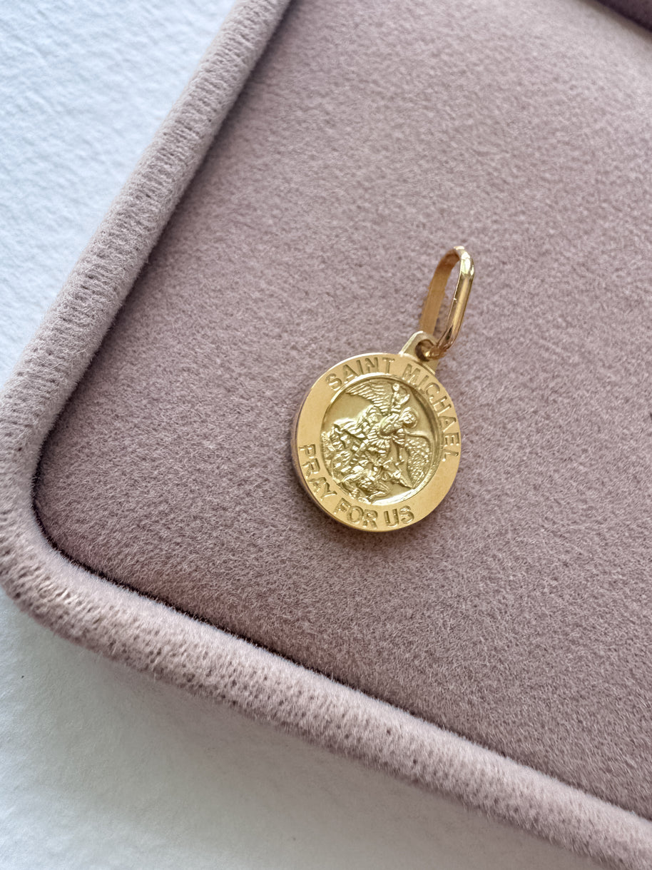 St. Miguel Arcangel 18k Solid Italian Gold Charm