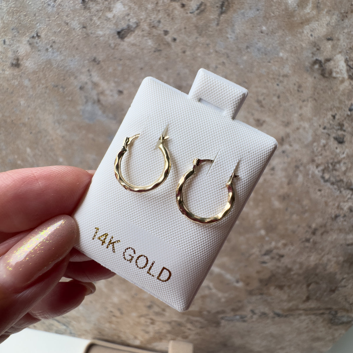 Mini Wave Hoops 14K Solid Gold Earrings