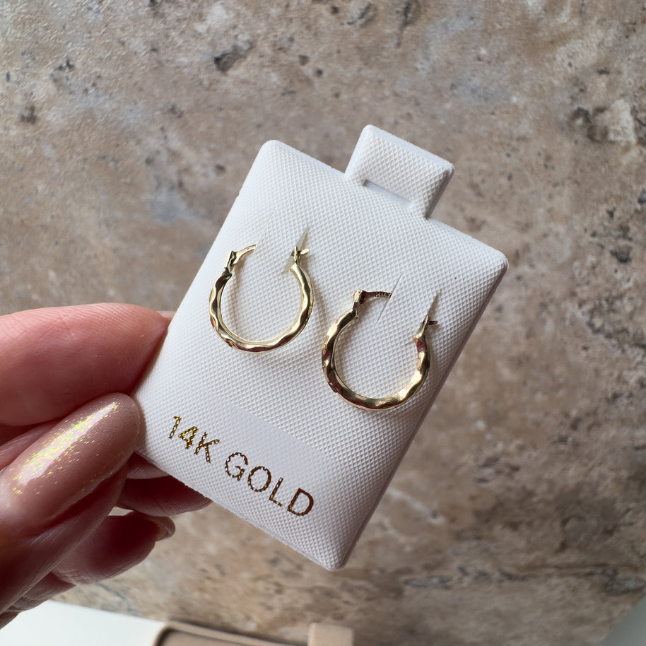 Mini Wave Hoops 14K Solid Gold Earrings