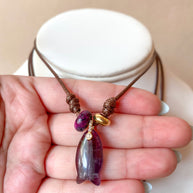 Gemstones Fish Charms and Turkish Leather Necklace