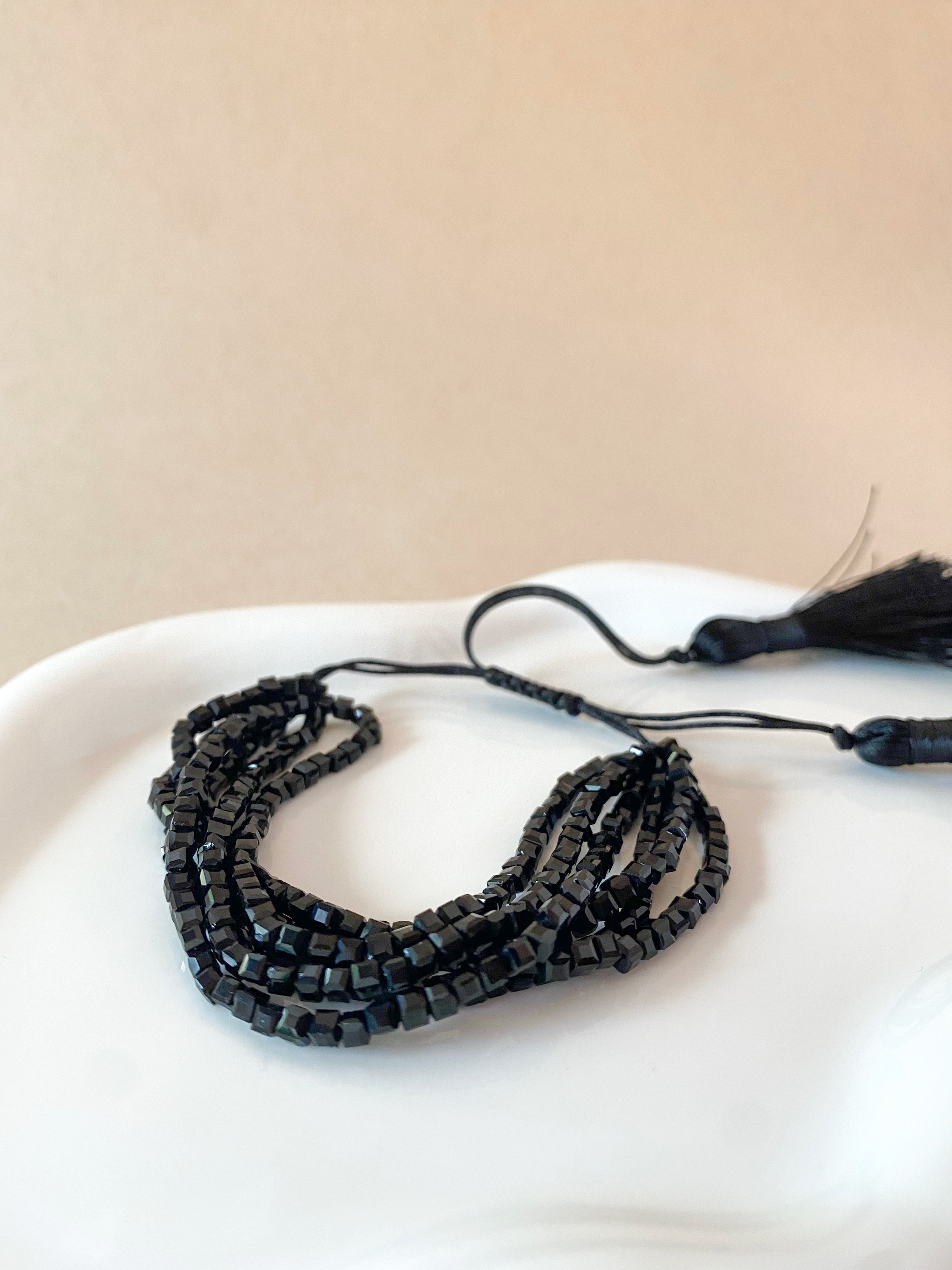 Black Crystals Layers Adjustable Bracelet