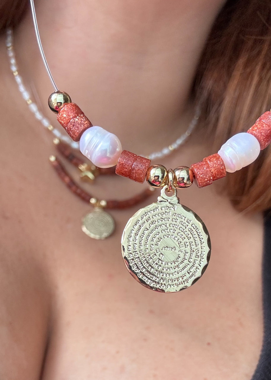 Our father Pearls and Goldstone Ghost Necklace