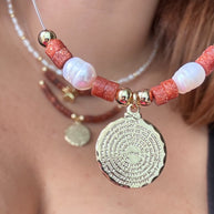 Our father Pearls and Goldstone Ghost Necklace