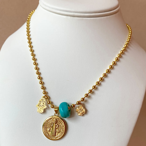 Saint Benedict and Luck 🍀  Necklace