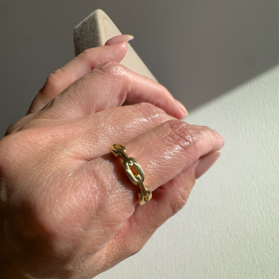 Anchor Link 18K Solid Gold Italy Ring