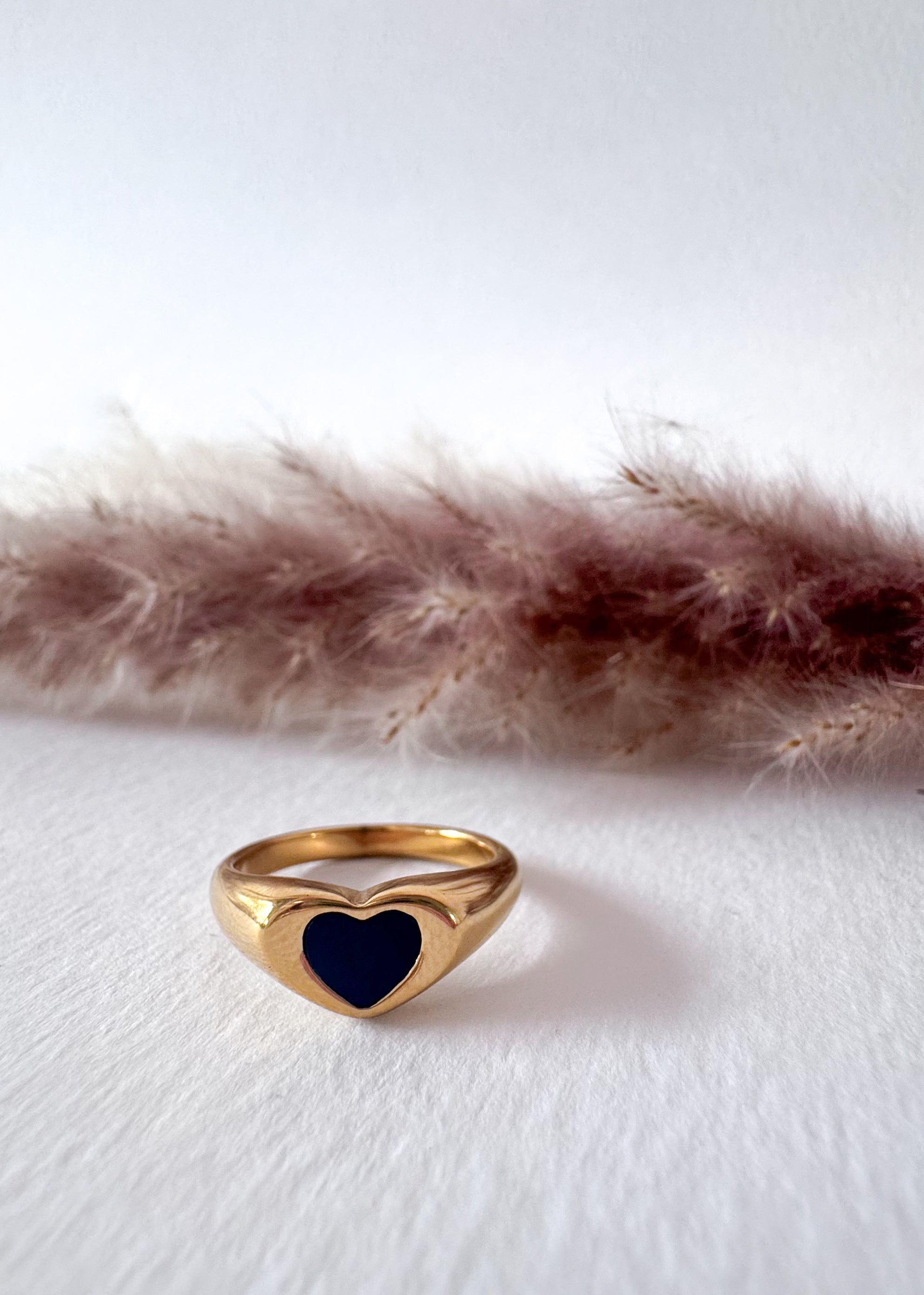 Black Heart Shape Steel Ring