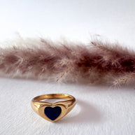 Black Heart Shape Steel Ring