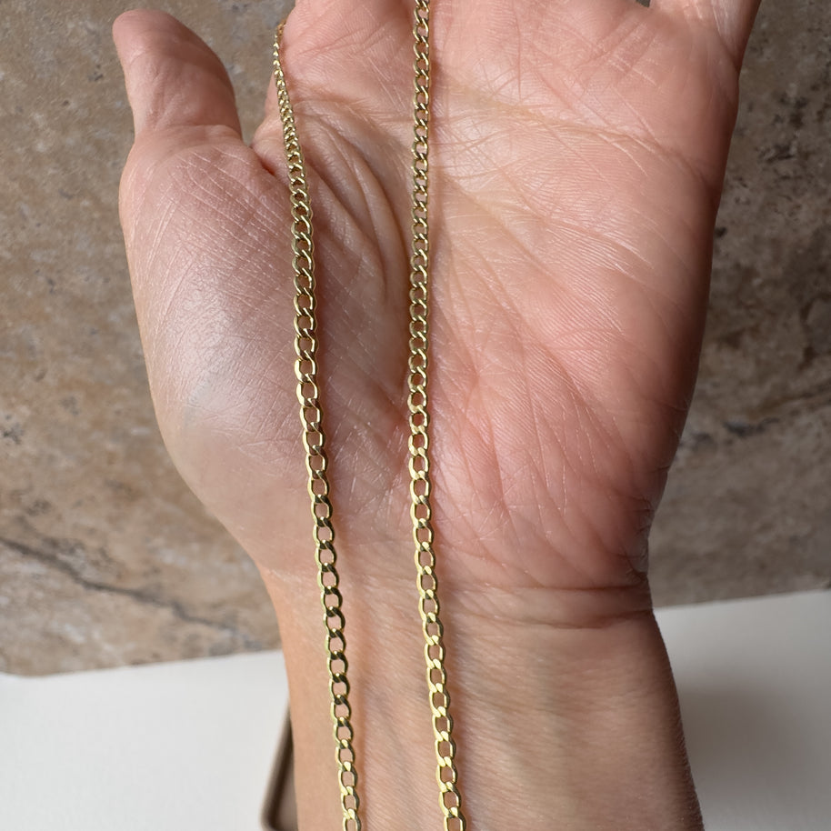 Cuban Style Semi Solid Real 14k Gold Necklace