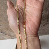 Cuban Style Semi Solid Real 14k Gold Necklace
