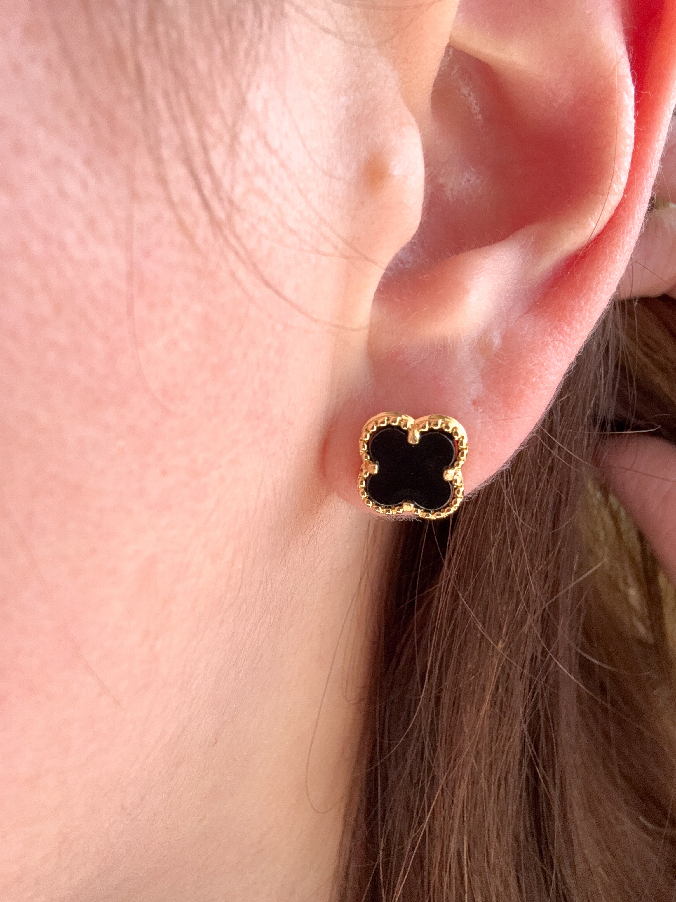 Clovers Green & Black Earrings