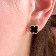 Clovers Green & Black Earrings