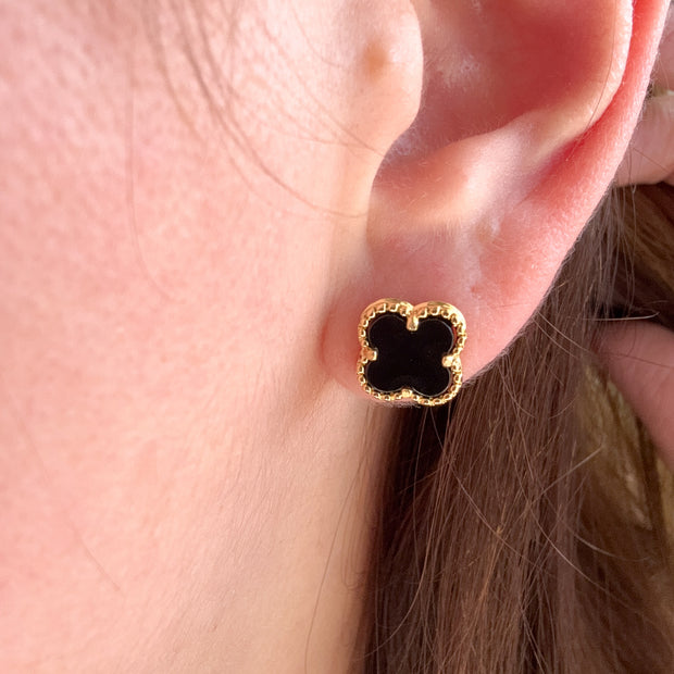 Clovers Green & Black Earrings