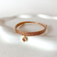 Adjustable Rose Gold Magnetic Cord Moon and Pink Heart Crystal Bracelet/Necklace