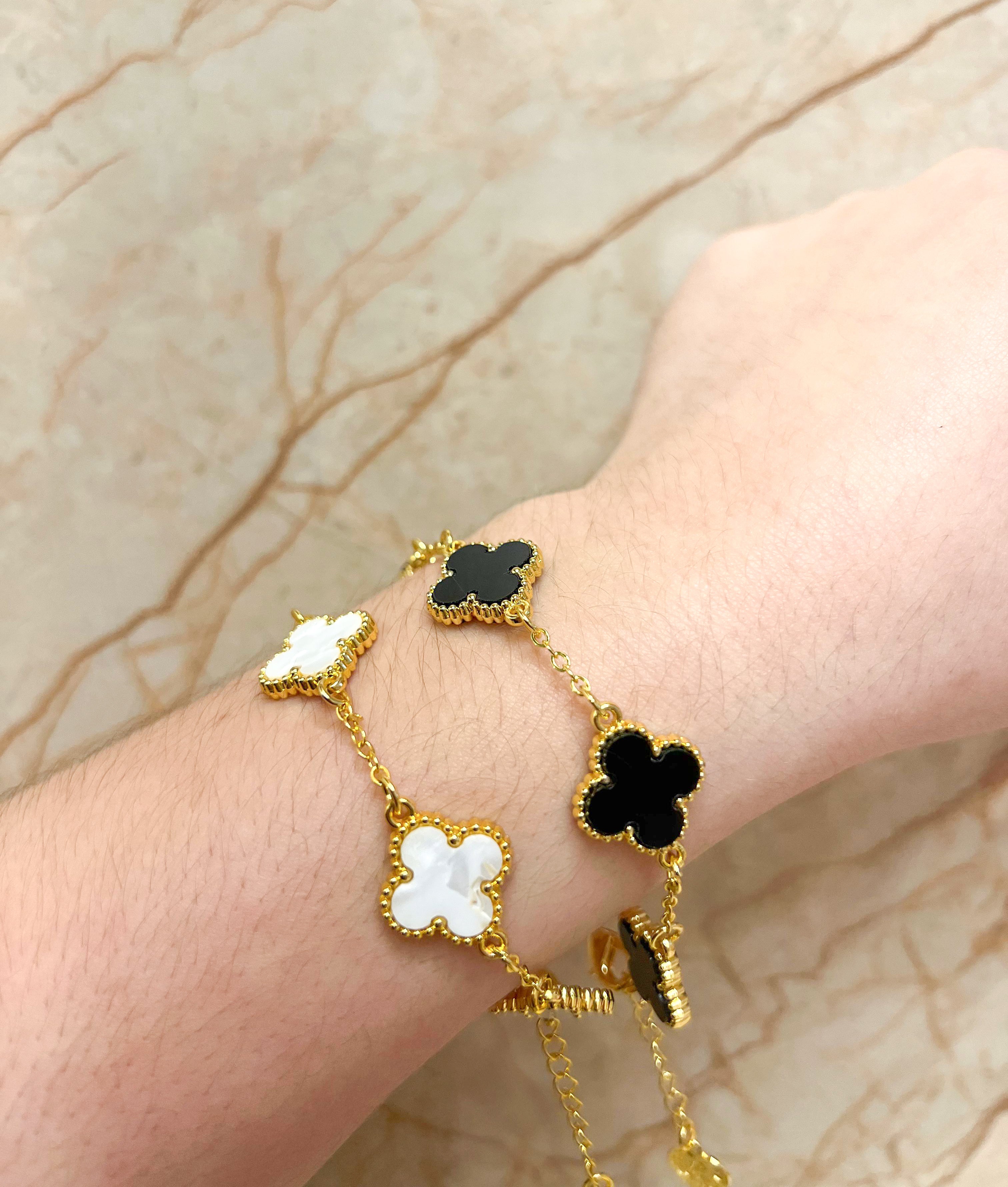 Black & White Clover Bracelets