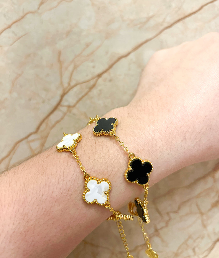 Black & White Clover Bracelets