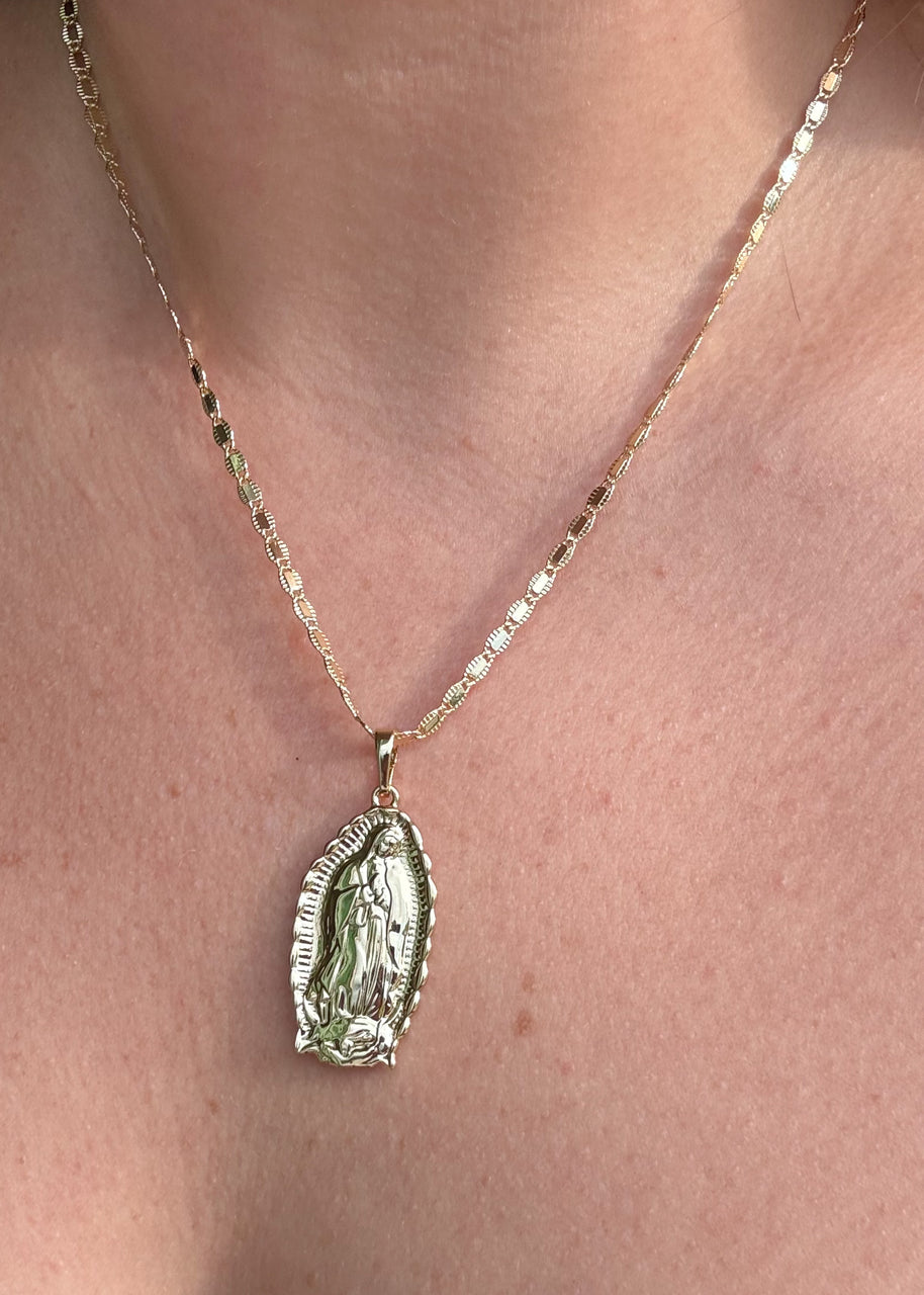 Big Oval Guadalupe Medal Necklace