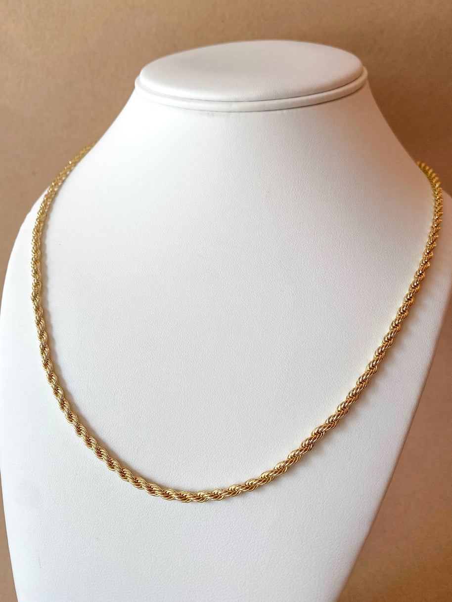 Plain Large Golden Rope Chain Style Necklace