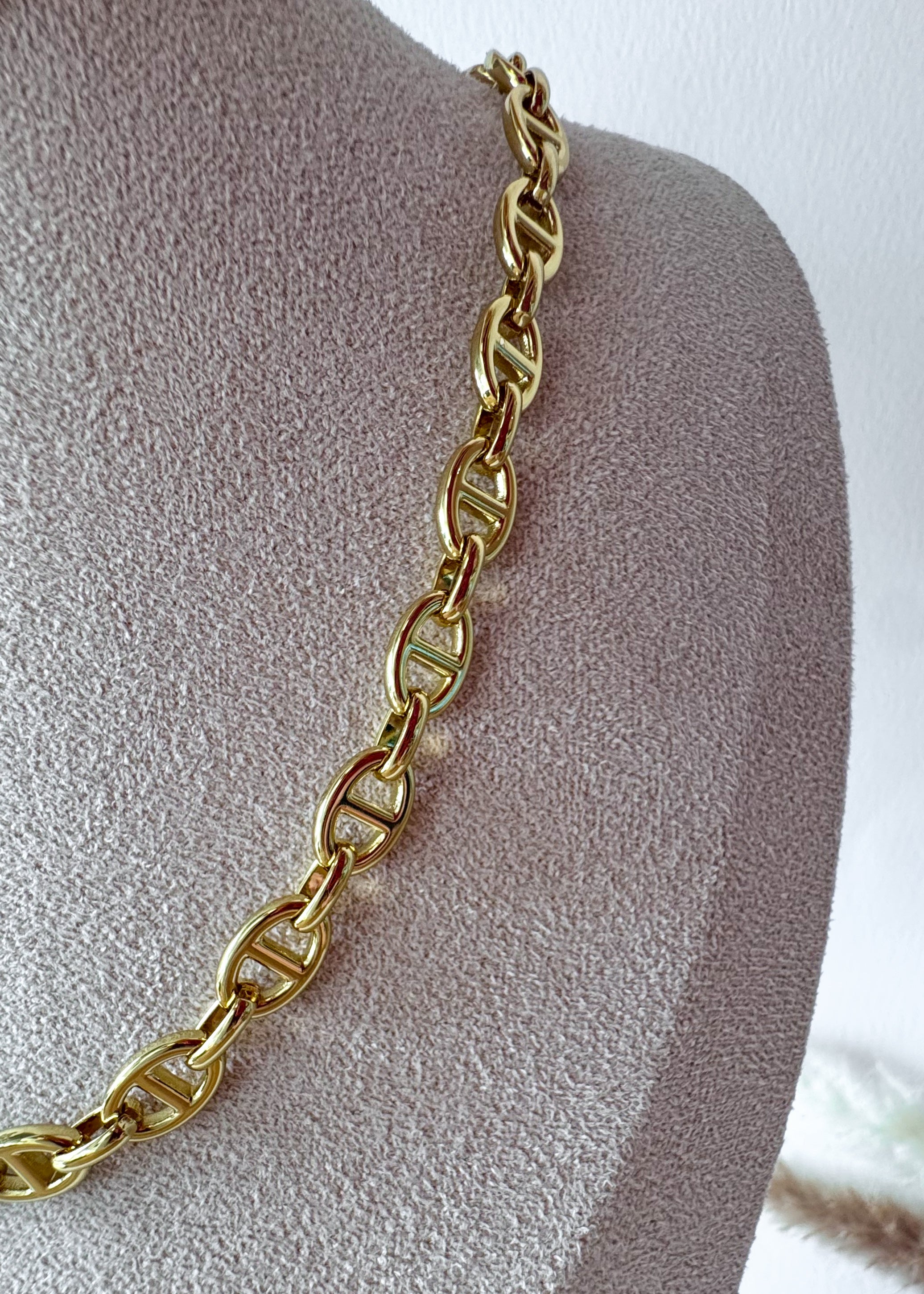 Puffed Mariner Style Steel Necklace
