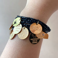 Our Father Prayer Charms Black Adjustable Bracelet
