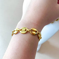 Golden Steel Coffee Grain Big Bracelet & Necklace