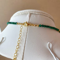 Black Quartz Circular Charms in Malachite Green Necklace