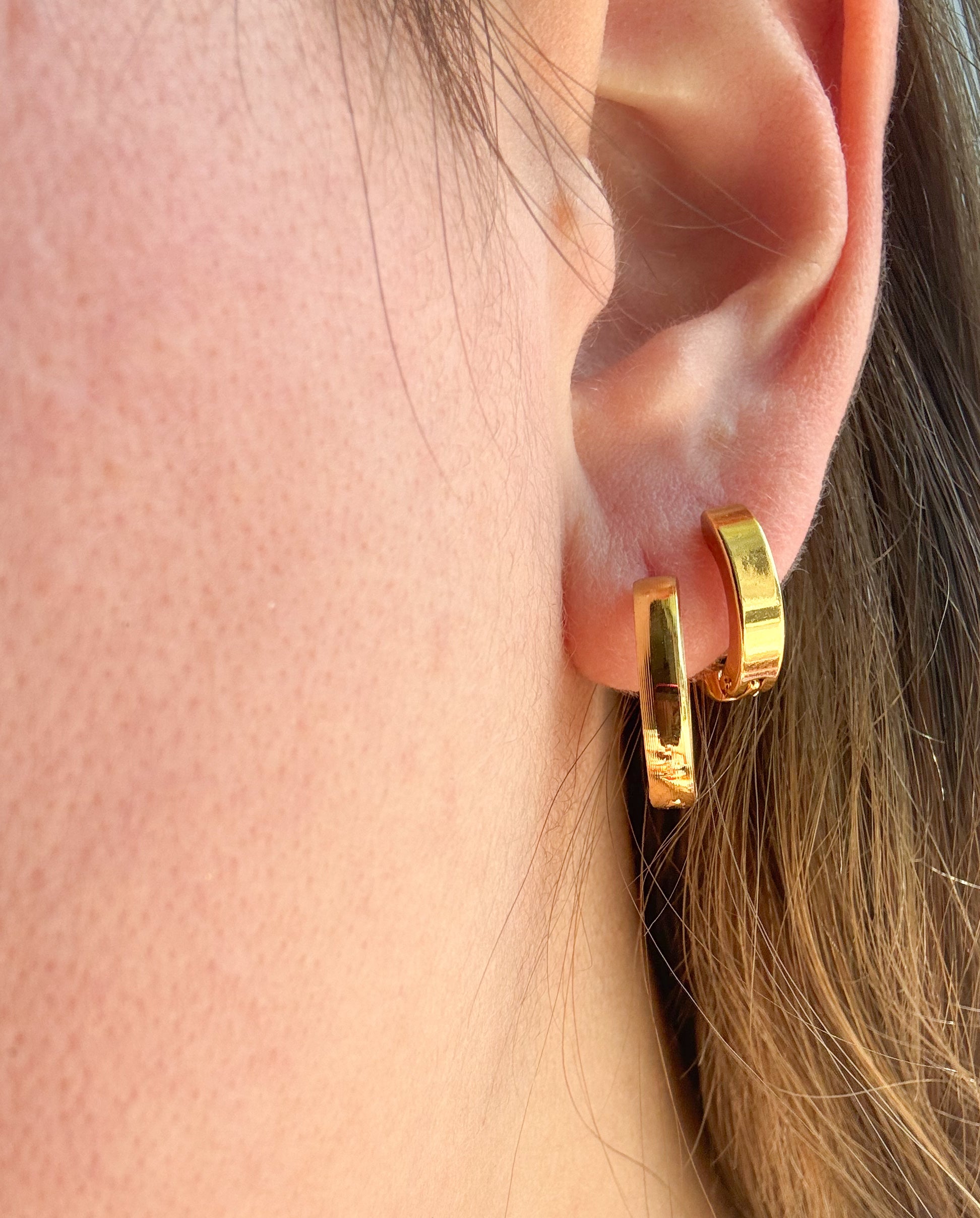 Medium & Little Gold Steel Hoops