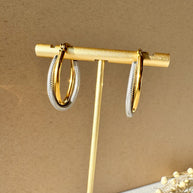 2 Gold Steel U Shape Zircon Hoops