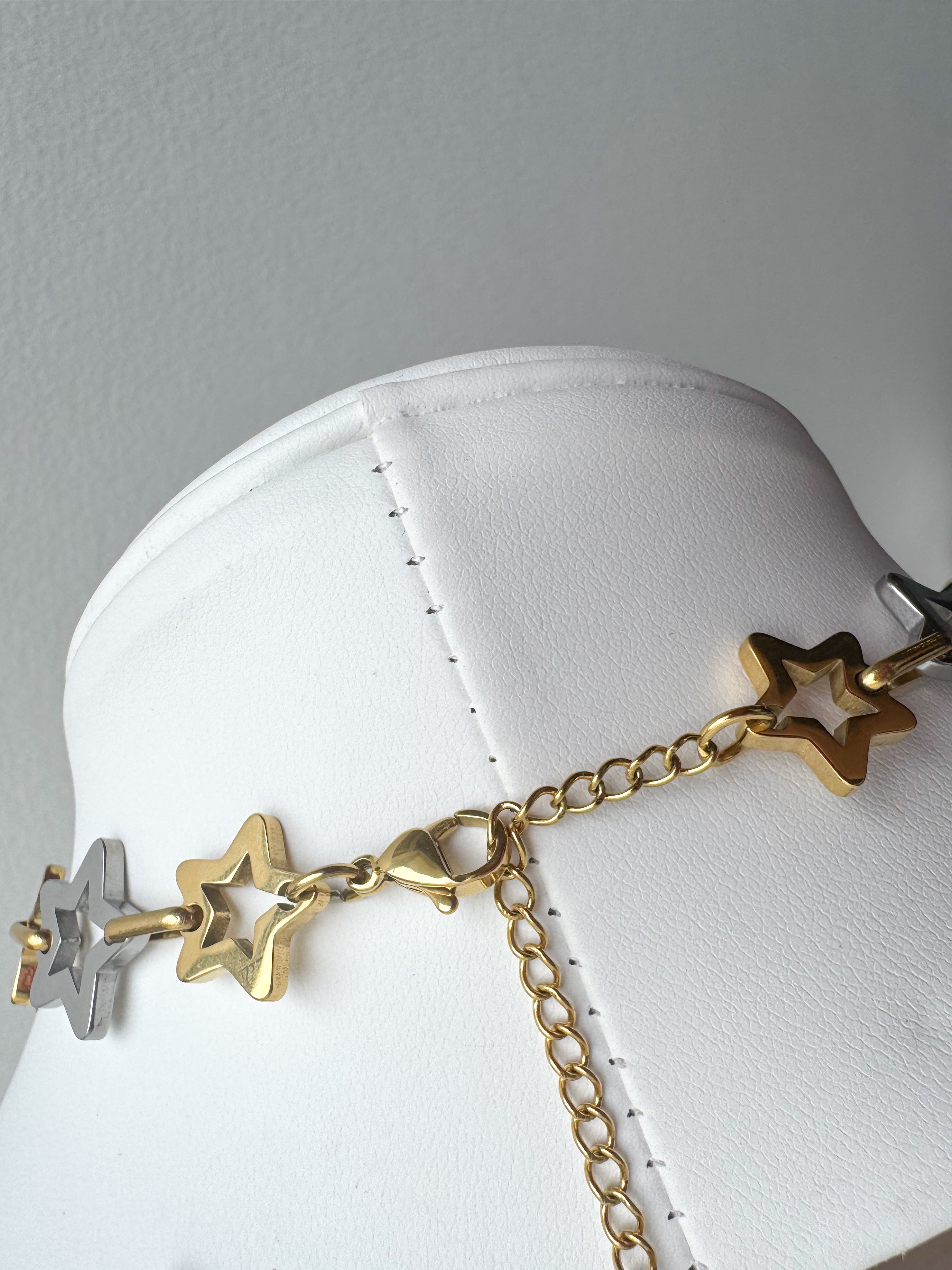 Golden & Silver Star Pattern Necklace