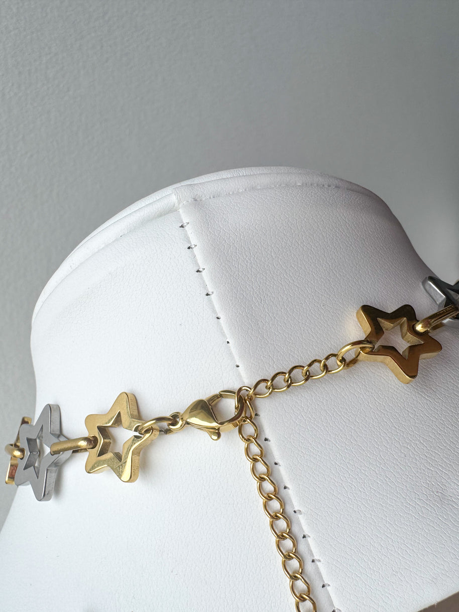 Golden & Silver Star Pattern Necklace