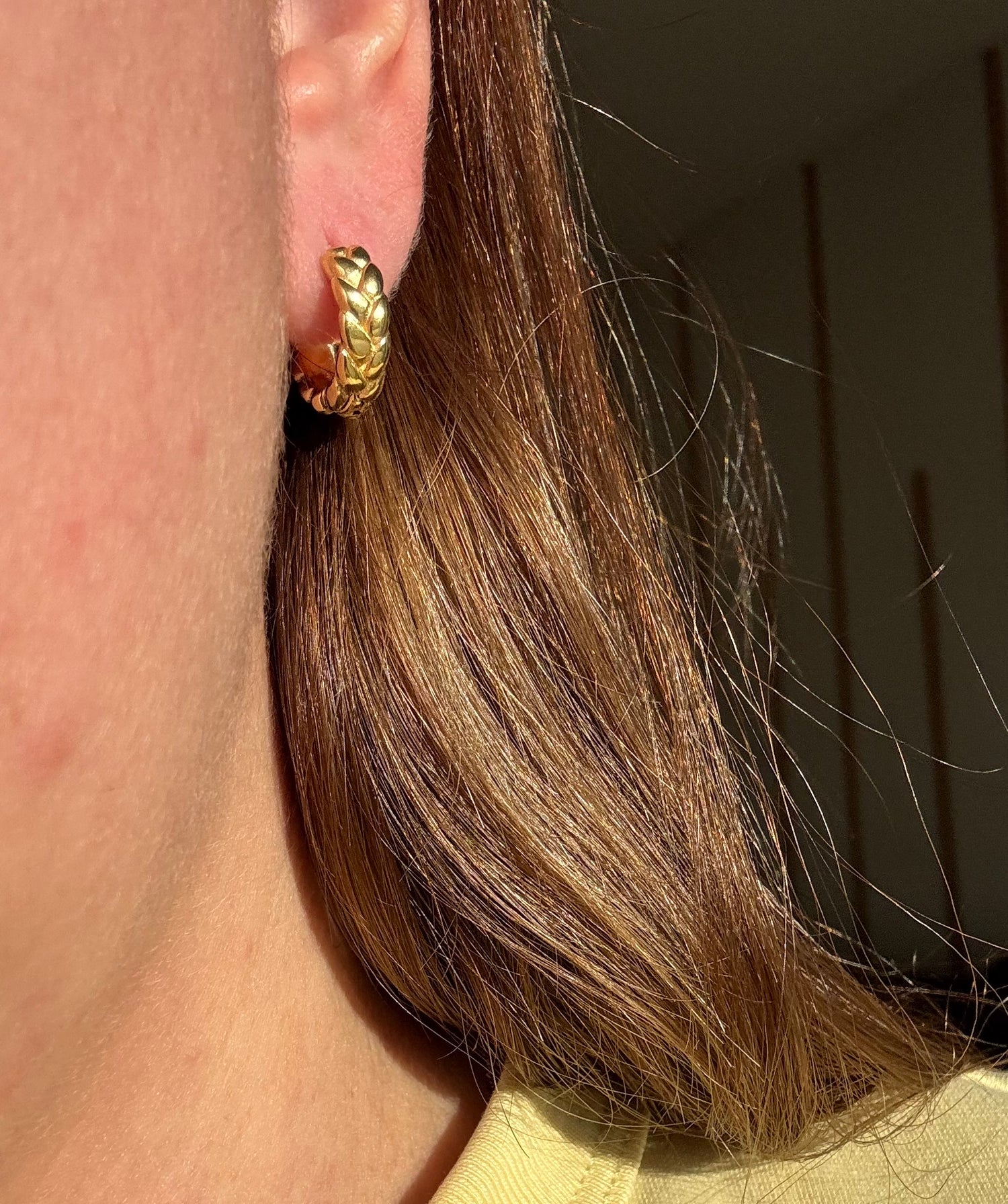 Textured Medium Golden Steel Hoops