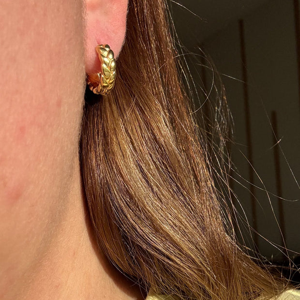 Textured Medium Golden Steel Hoops