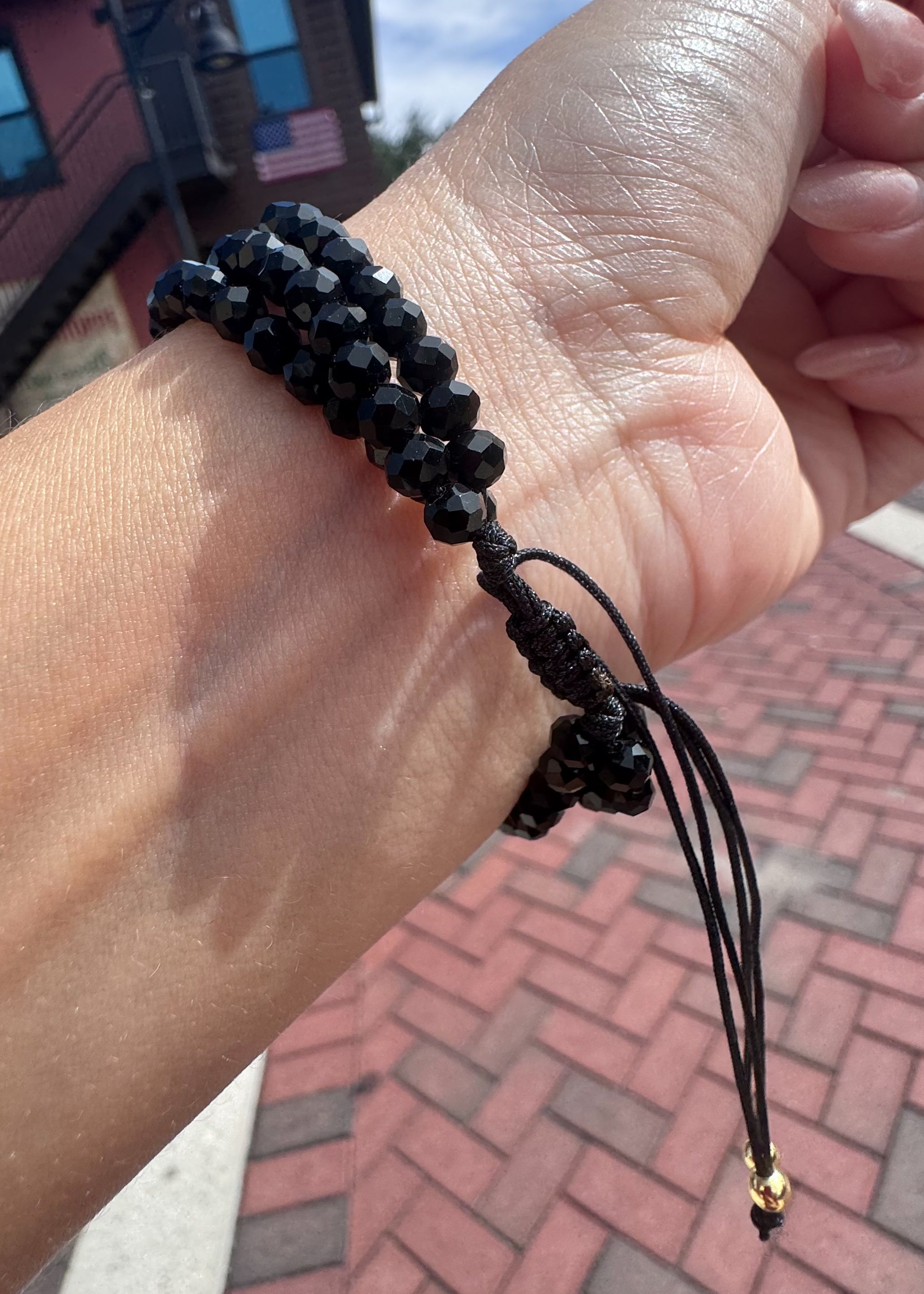 Black Crystals 3 Layers Heart Bracelet