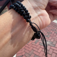 Black Crystals 3 Layers Heart Bracelet