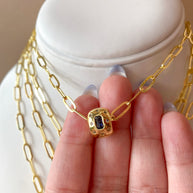 Golden Links Chain with Circular Crystal Charms Necklace