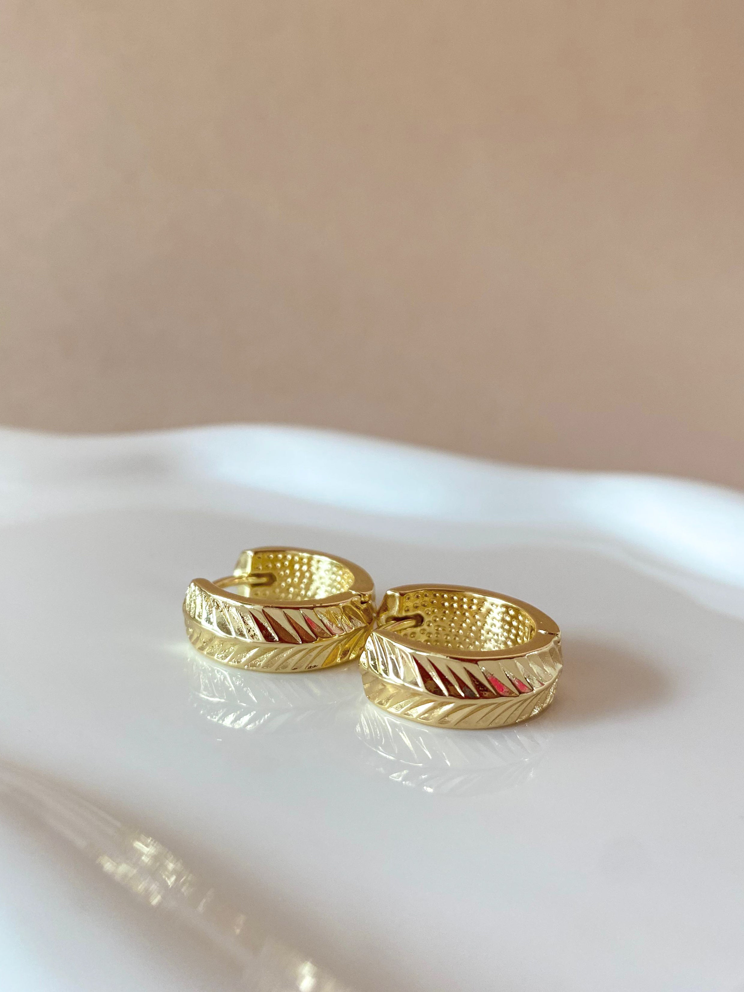 Leaf Shape Golden Medium Hoops