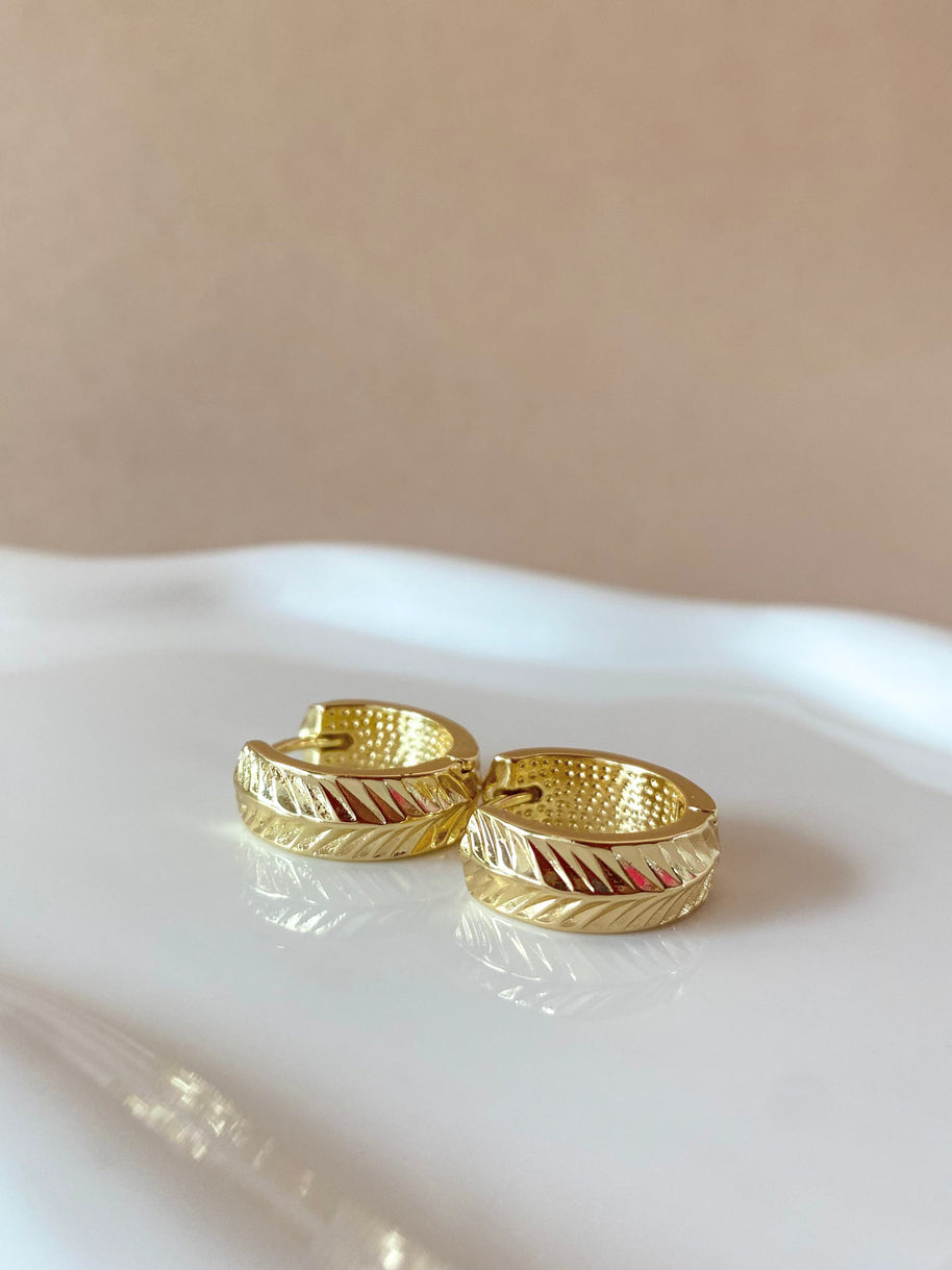 Leaf Shape Golden Medium Hoops