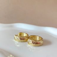 Leaf Shape Golden Medium Hoops