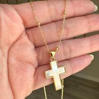 Mother Of Pearl Cross Necklace