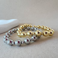 Medium & Little Balls Elastic Bracelets in Silver & Gold