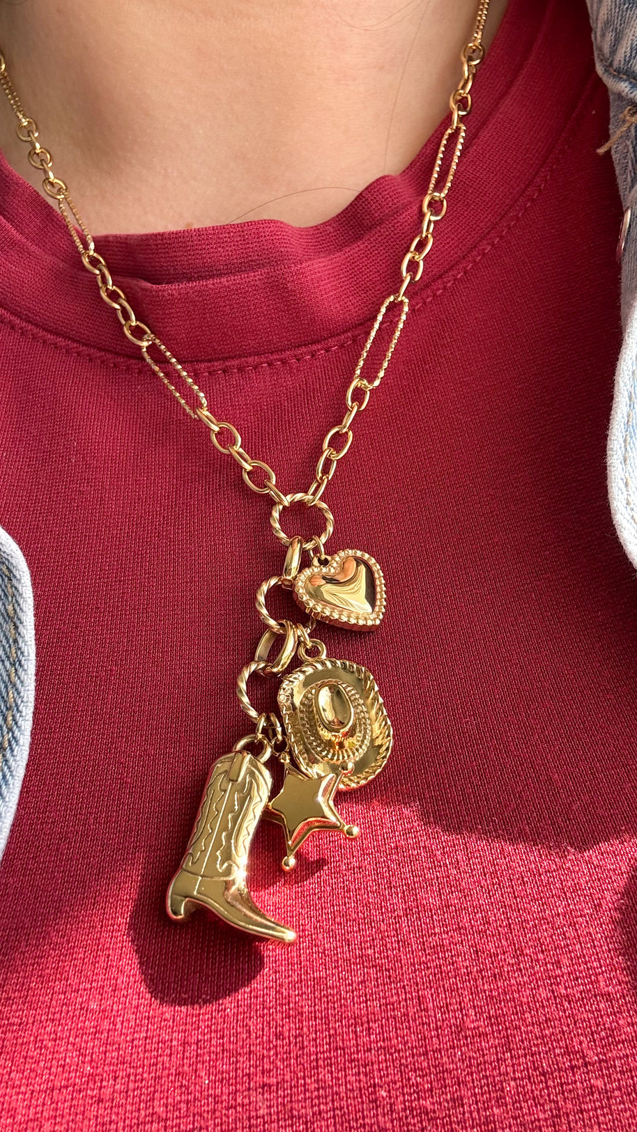 Cowboy Style Multi Charm Necklace